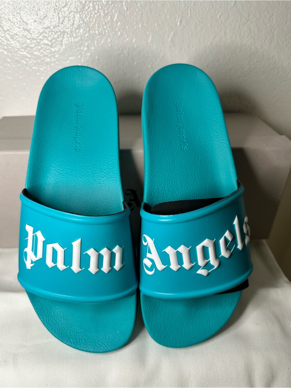 Palm Angels Unisex Light blue Pool Sliders